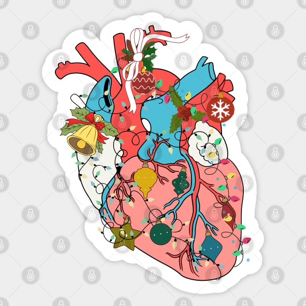 Cardiac Nurse Christmas a Anatomy Cardiology Heart Sticker by alcoshirts